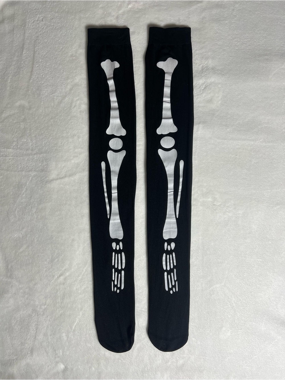 NASTY GAL Black Halloween Skeleton Print Above Knee Stockings Socks